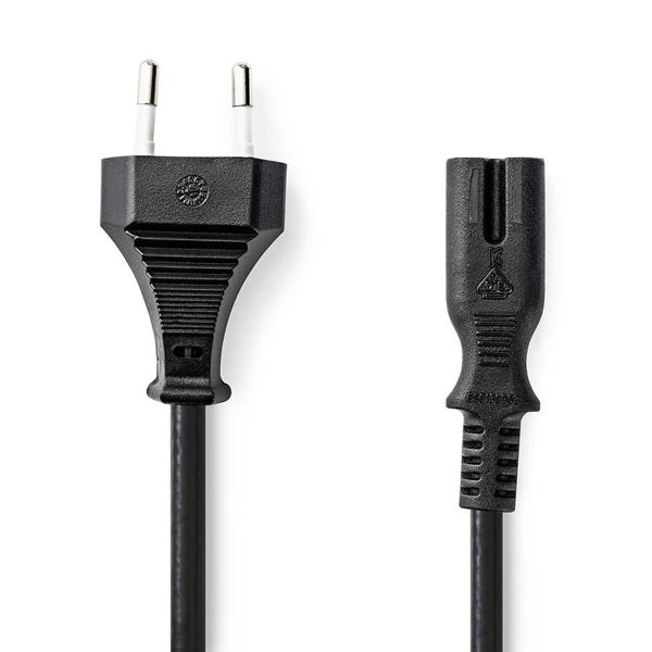 Power cable 1 m – 2‑pin Type C Euro plug – IEC‑320‑C7 for PS5/PS4/Xbox consoles & household appliances – copper conductor – universal replacement